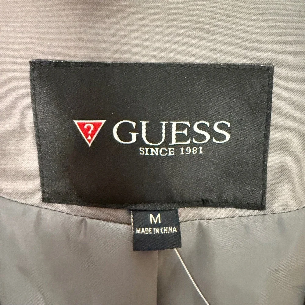 Guess Mens Taupe Grey Cotton Button Front Multi Pocket Waistcoat Vest Medium